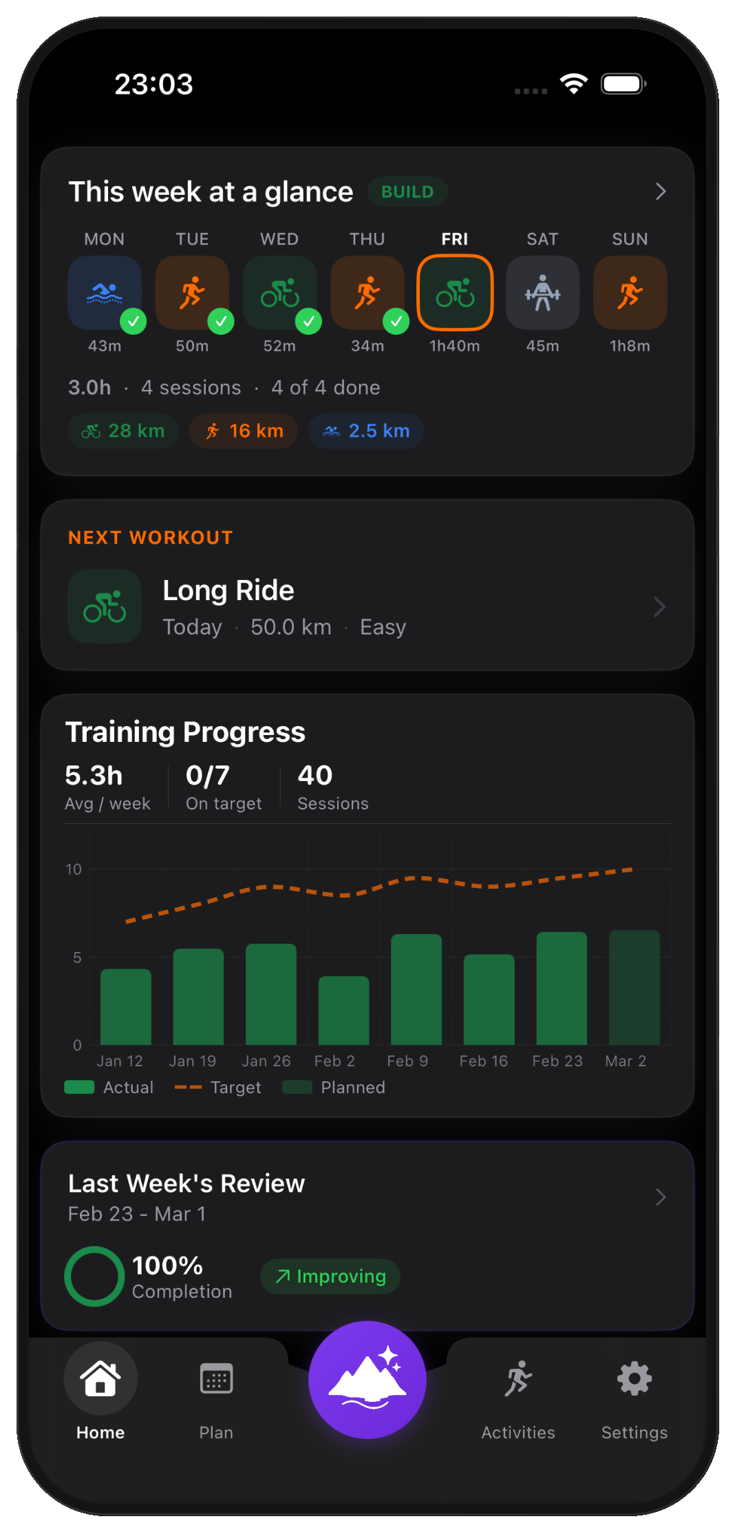 Triple Peaks home screen