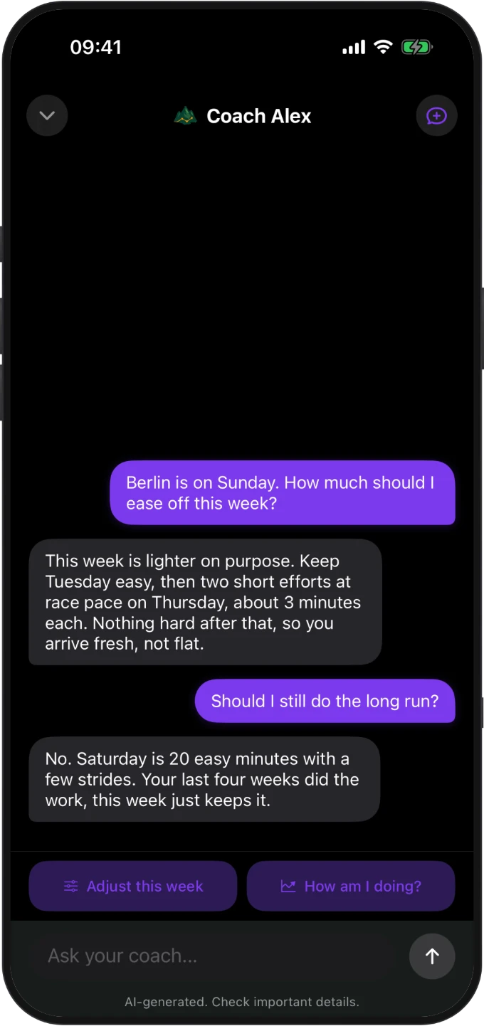 Coach chat about tapering in race week